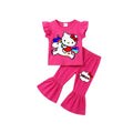 ( 1–7 Years) Twill Corner Girls  DTF Print Outfit – Soft Cotton Top & Flare Pant Set