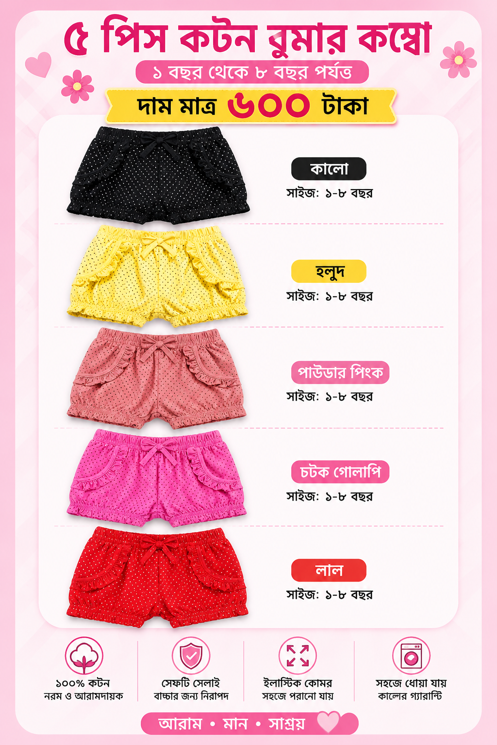 3 month to 6 years combo cotton pant