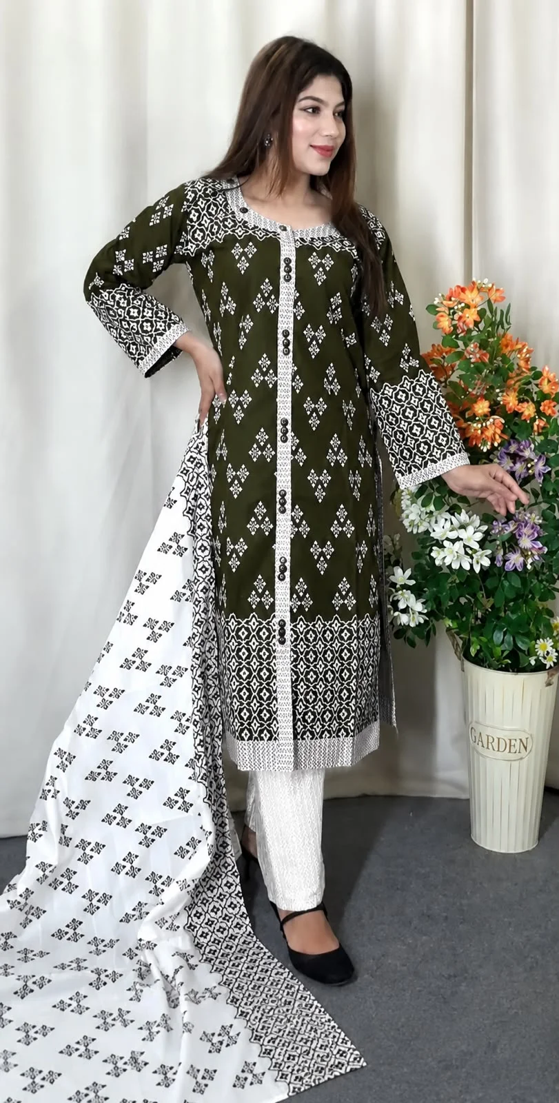 Cotton Readymade Three Piece - Red