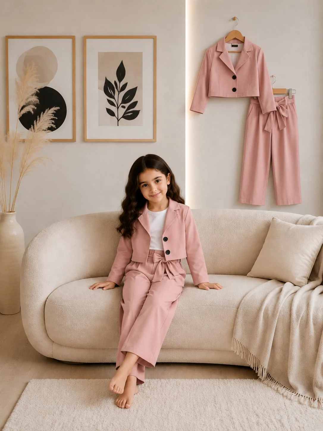 Girls Premium Short Sleeve Blazer & Wide Leg Pants Co-Ord Set (2yrs-12yrs)