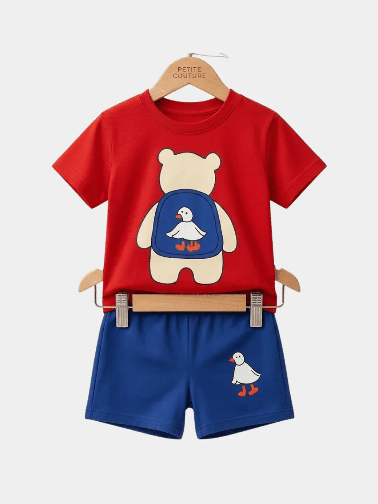 Boys Blue Color-Block T-shirt And Shorts Set