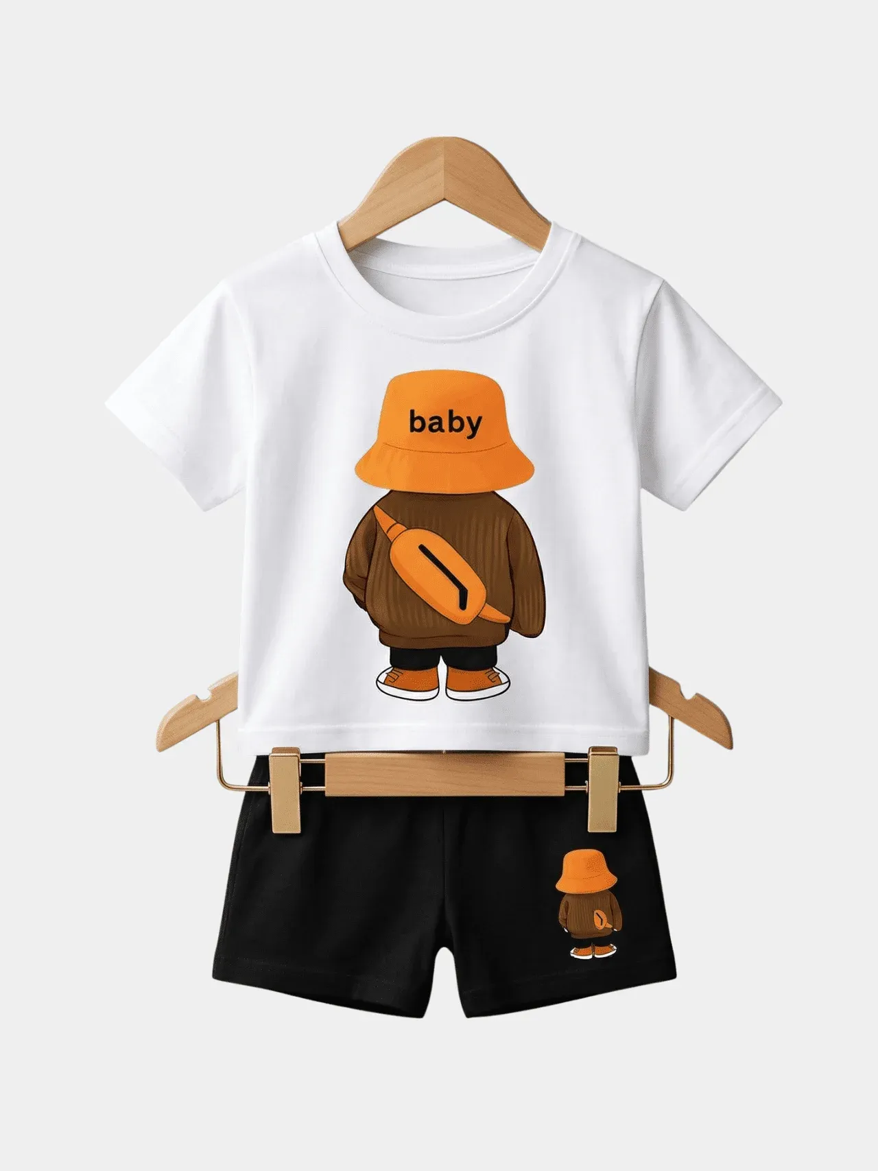 Boys Blue Color-Block T-shirt And Shorts Set