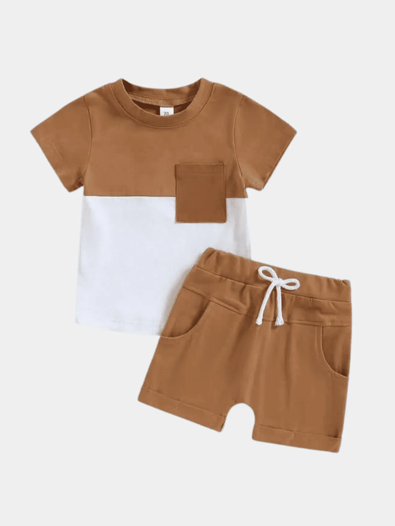 Boys Contrast Solid T-shirt And Shorts Set