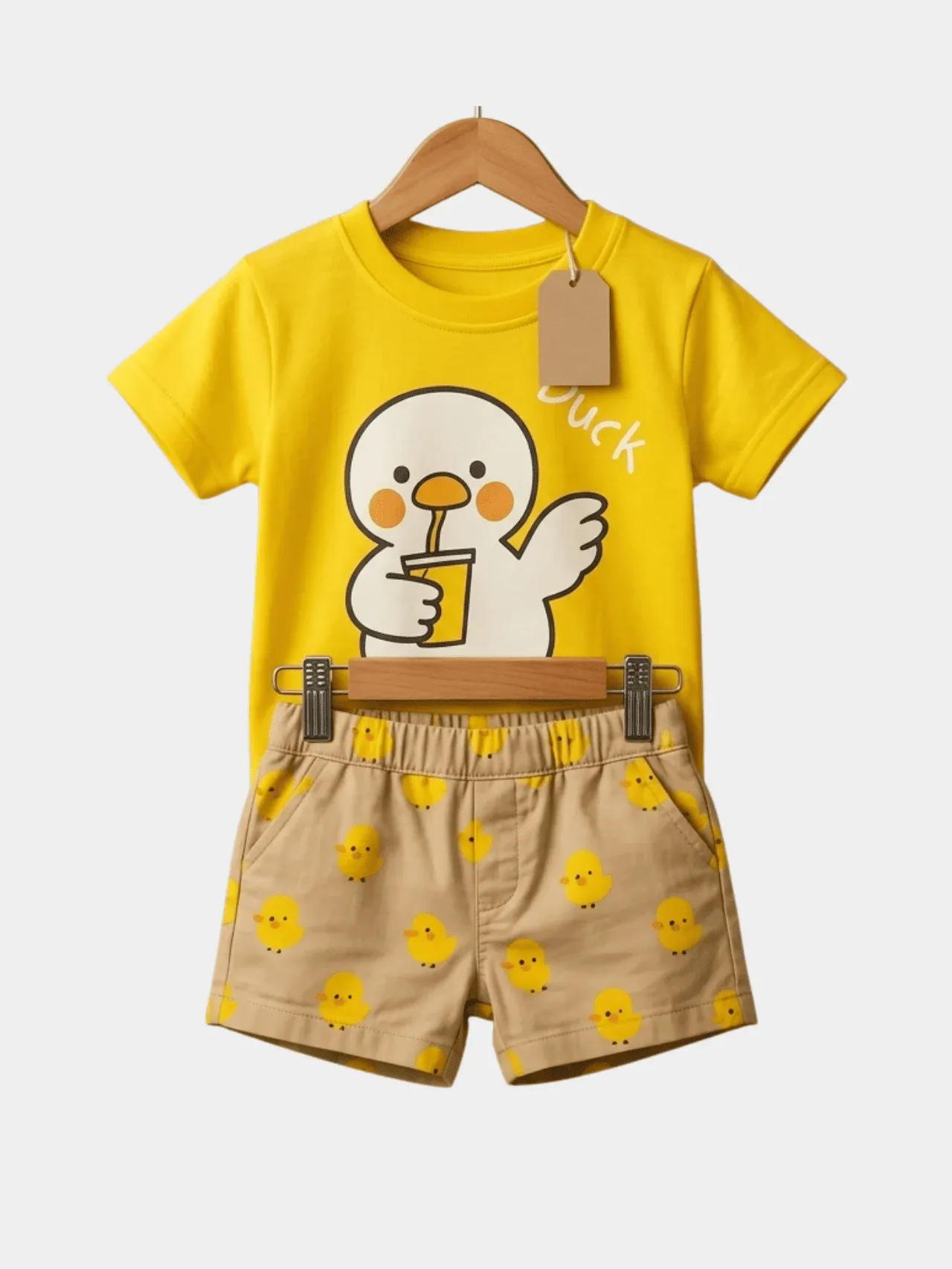 Boys Duck Yellow T-shirt And Shorts Set