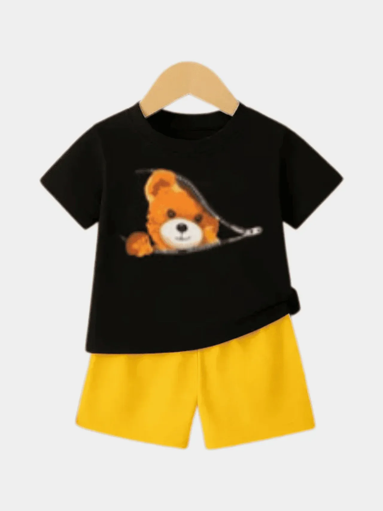 Boys Peek-a-Boo Teddy Bear T-shirt And Shorts Set