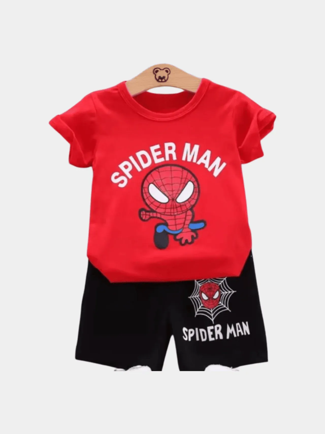Yellow Spiderman Boys T-shirt And Shorts Set