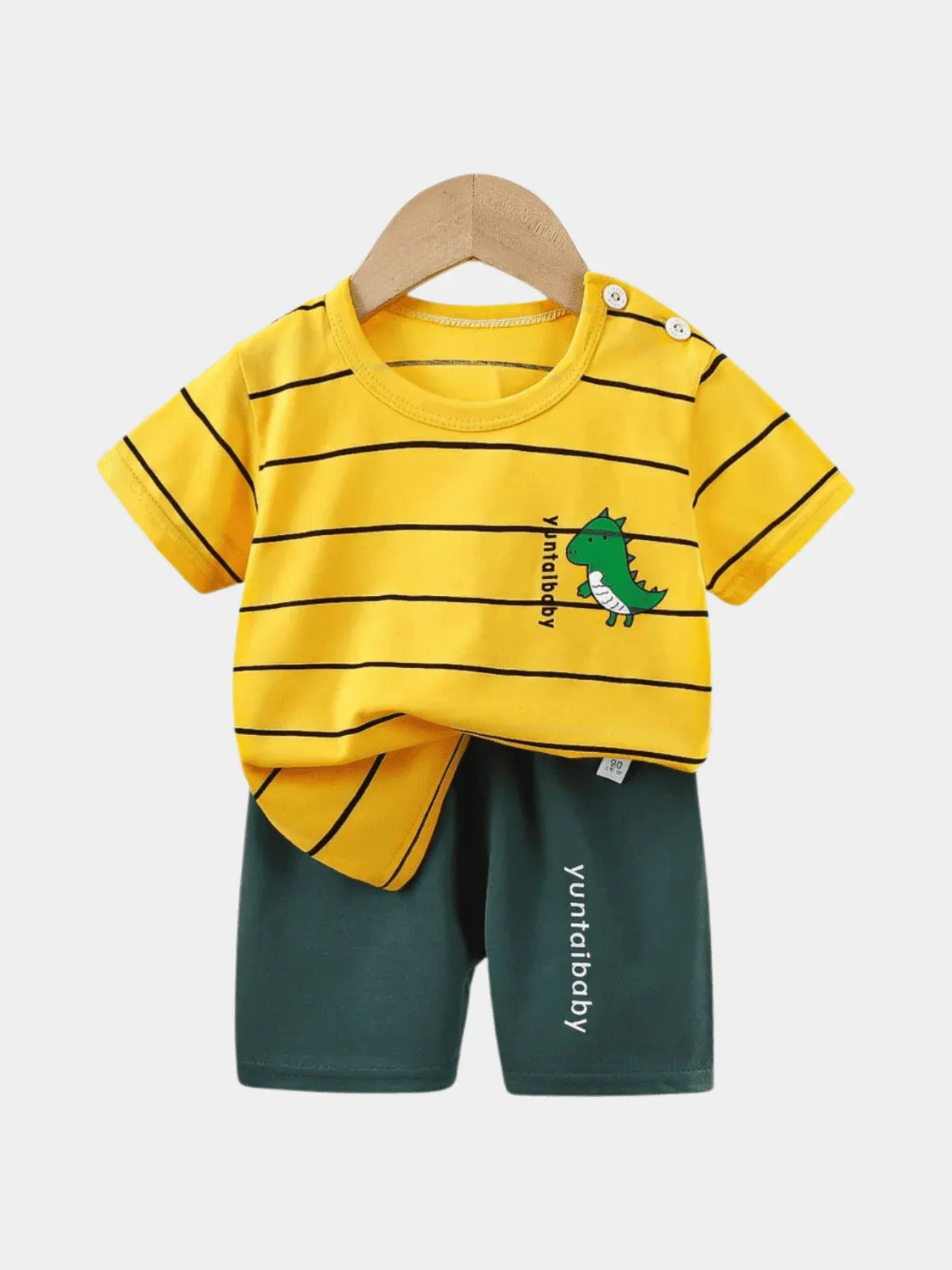 Yellow Stripe Boys T-shirt And Shorts Set