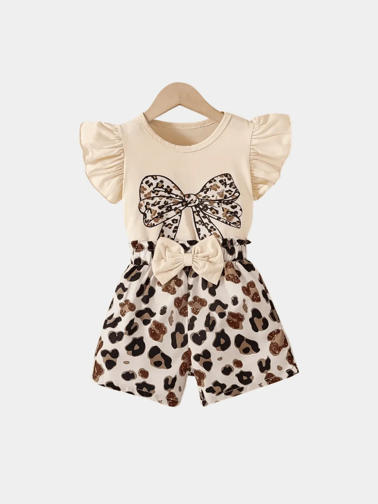 Girls Bow Ruffle T-shirt And Shorts Set