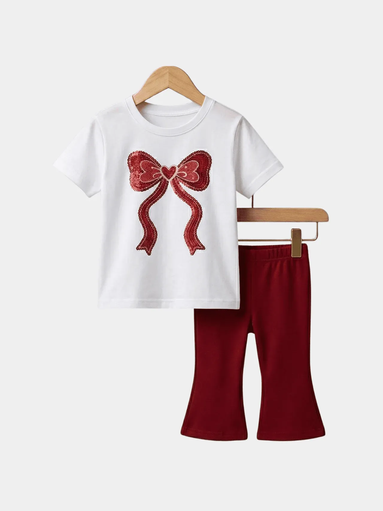 Girls Bow T-shirt And Long Pant Set