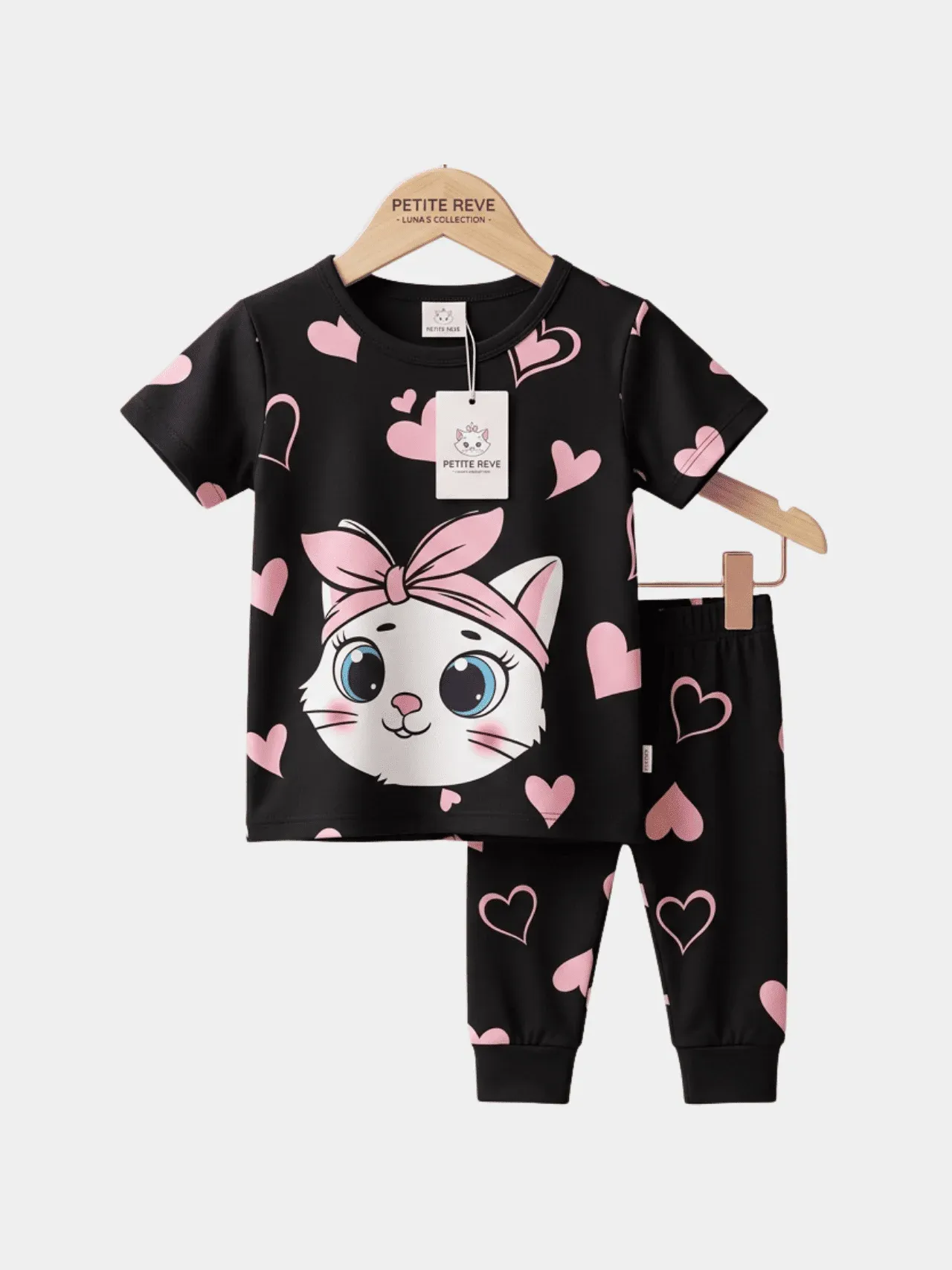 Girls Cat T-shirt And Long Pant Set (6-12yrs)