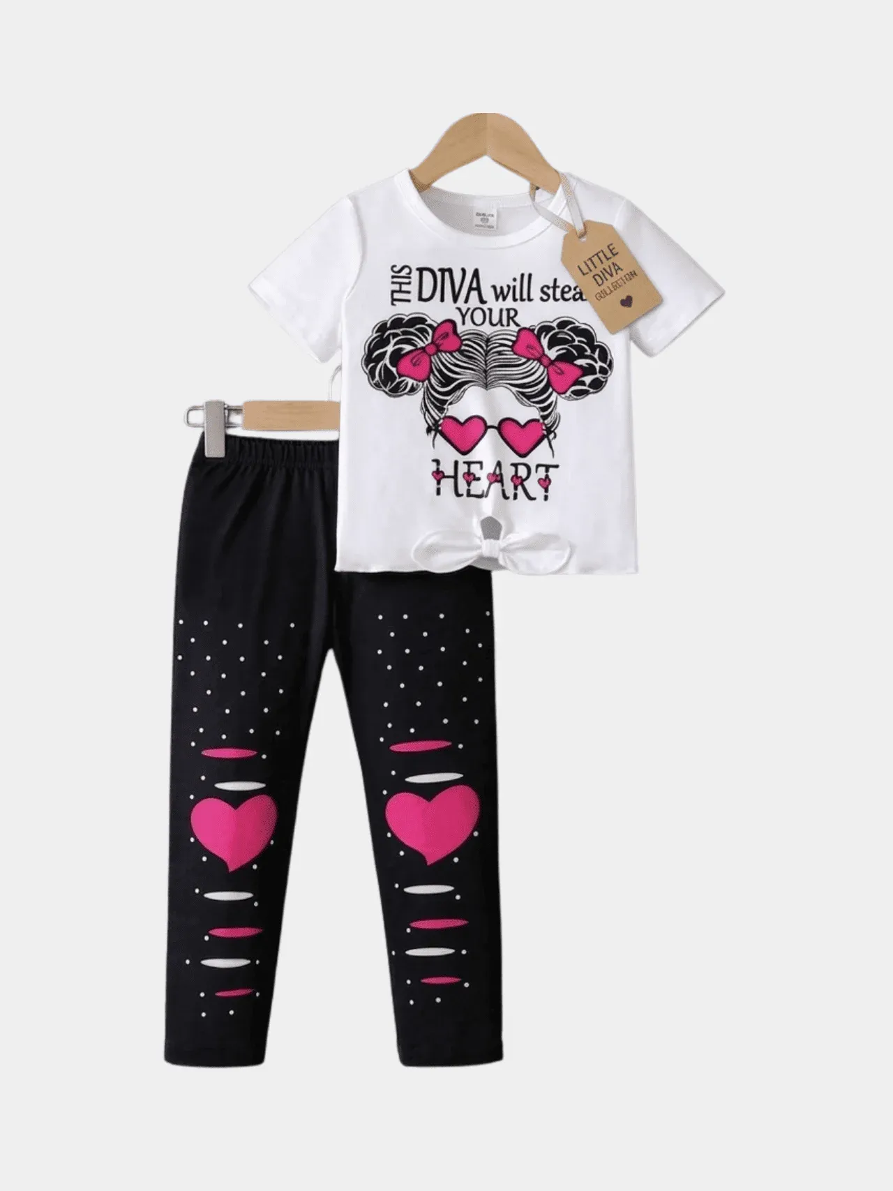 Girls Heart T-shirt And Long Pant Set