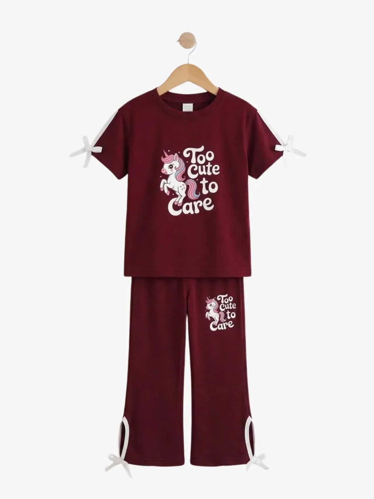 Girls Maroon & Long Pant Set