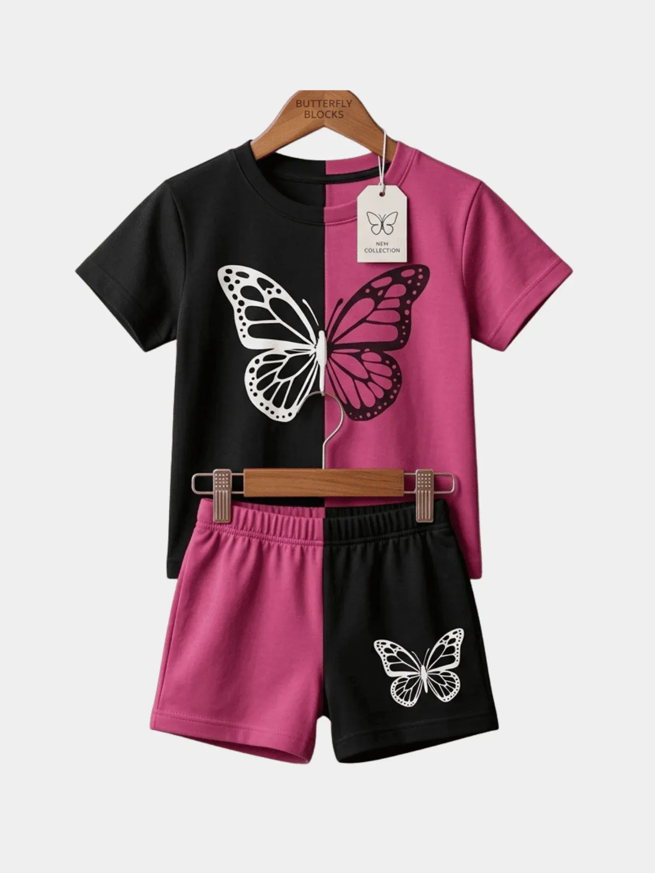 Girls Love Black T-shirt And Shorts Set