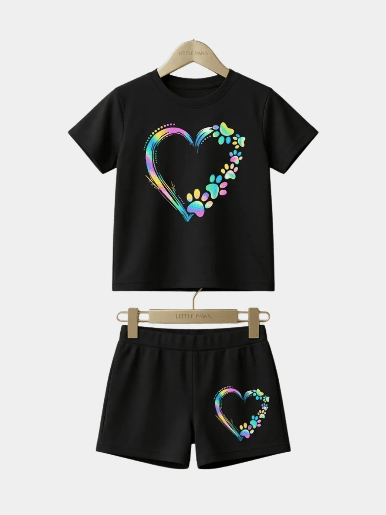Girls Love Black T-shirt And Shorts Set