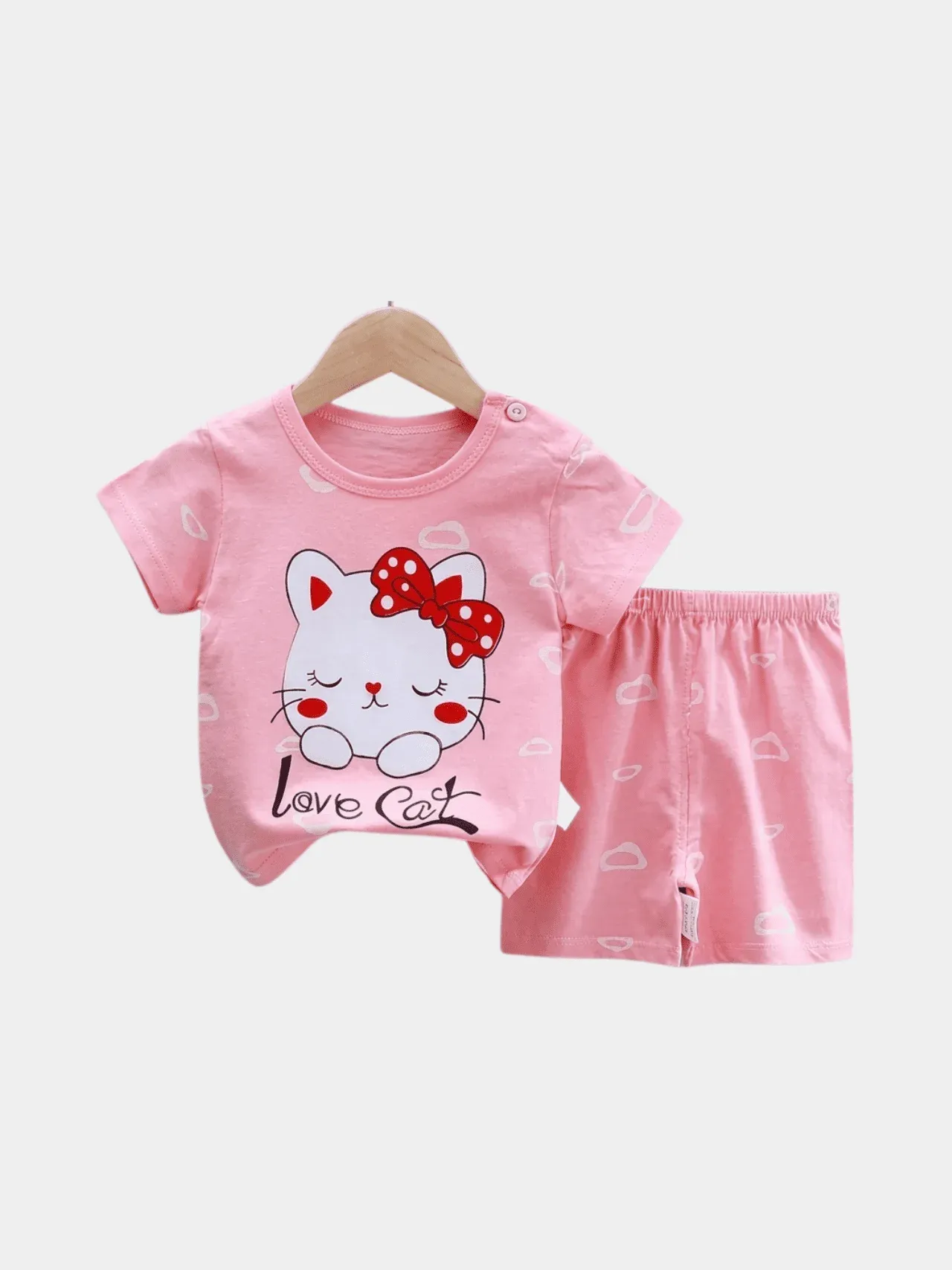 Girls Love Cat Style T-shirt And Shorts Set