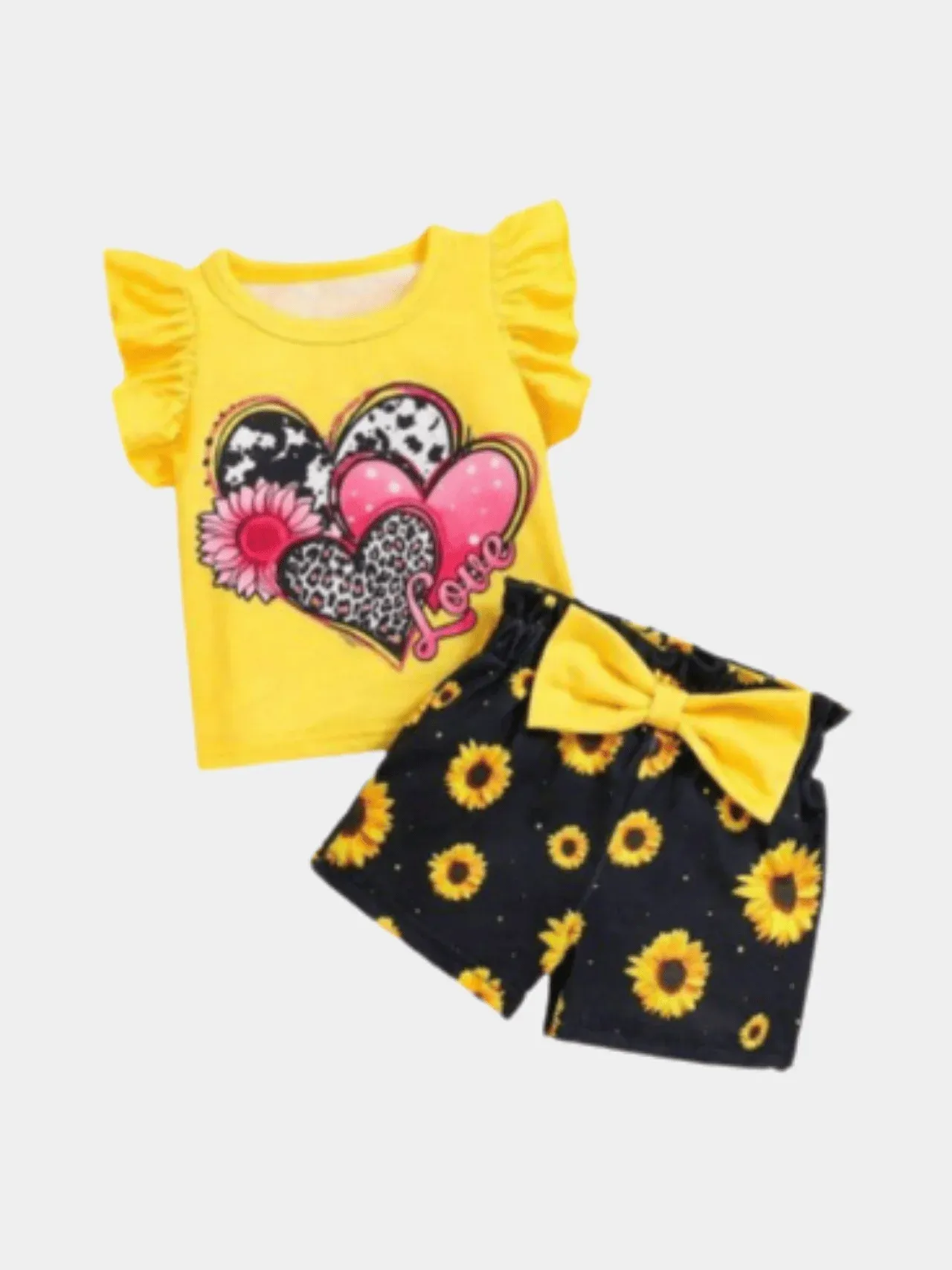 Girls Love Yellow T-shirt And Shorts Set