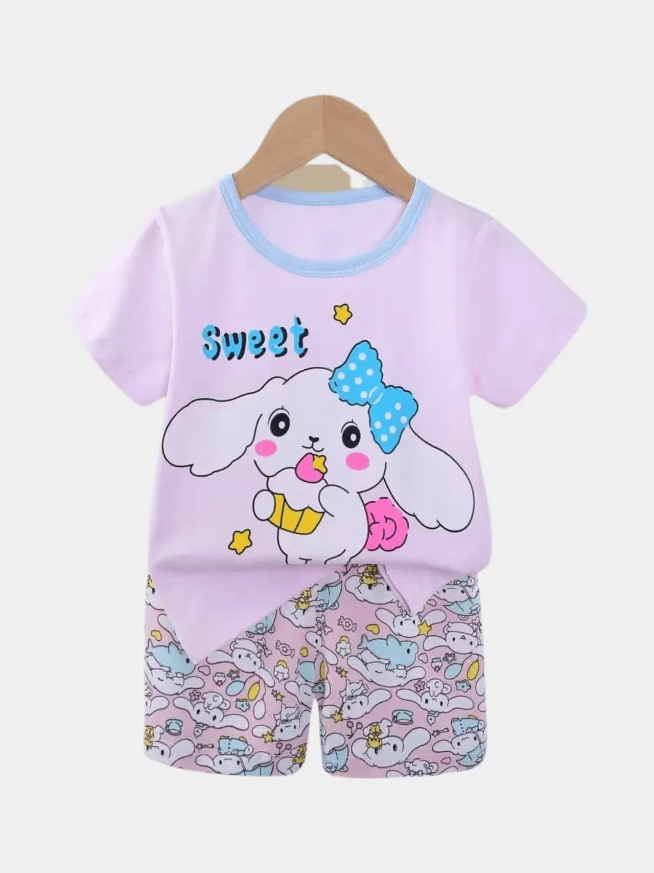 Girls Sweet Yellow T-shirt & Shorts Set