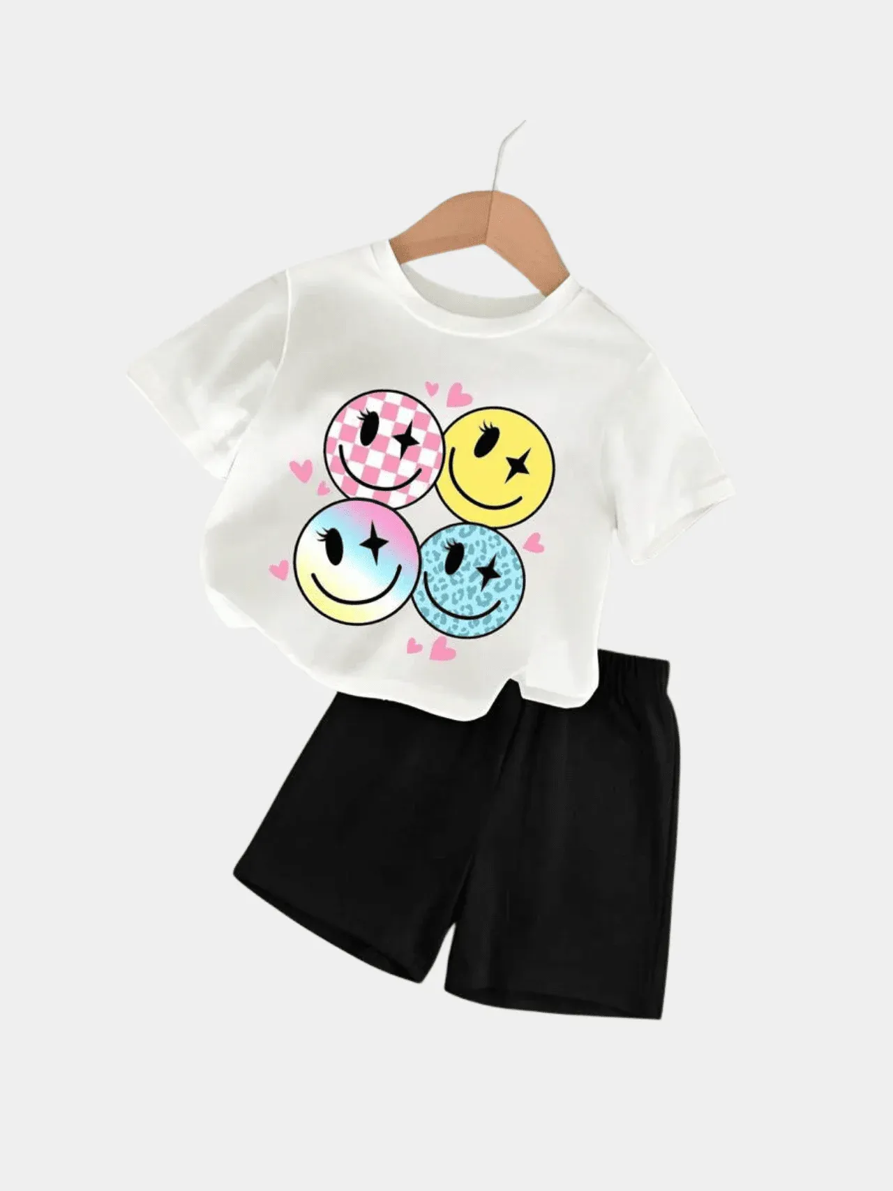 Smile White T-shirt And Shorts Set