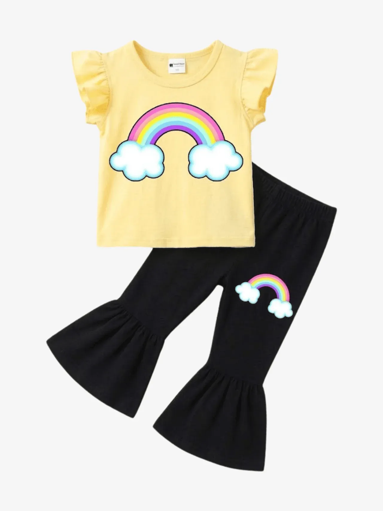 Toddler Girls' Rainbow Flutter Sleeve Top & Flare Leggings Set